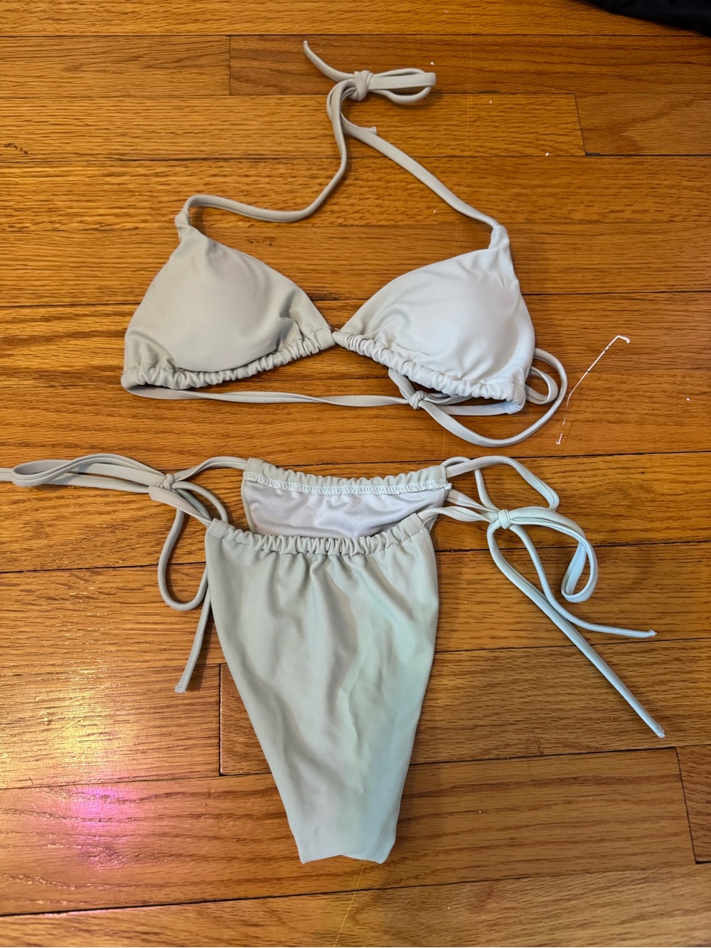 Minimal Light Gray String Bikini Two-Piece